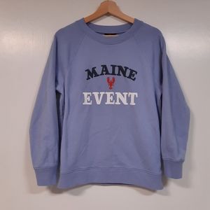 J Crew Maine Event Embroidered Red Lobster Sweatshirt Women's Size Medium Blue